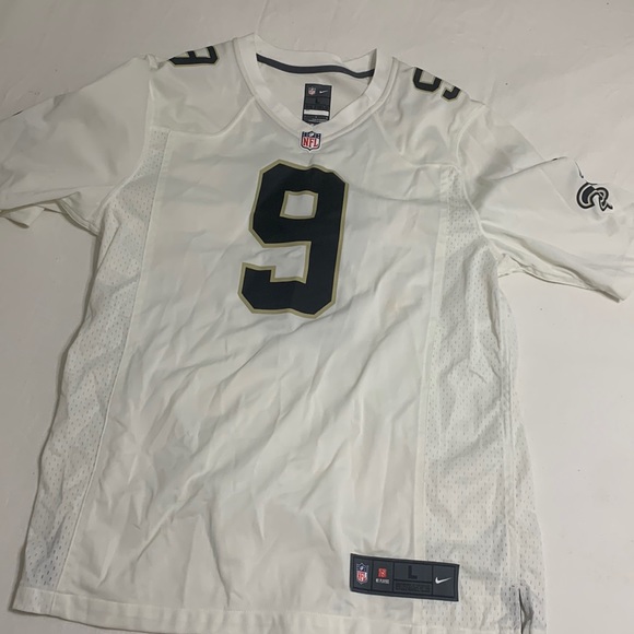 NFL Tops Drew Brees Number Saints White Jersey Size Large